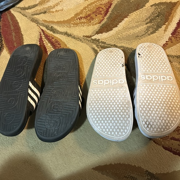Women’s Adidas Slides size 8 8 1/2 white and black two pair bundle - Picture 2 of 2